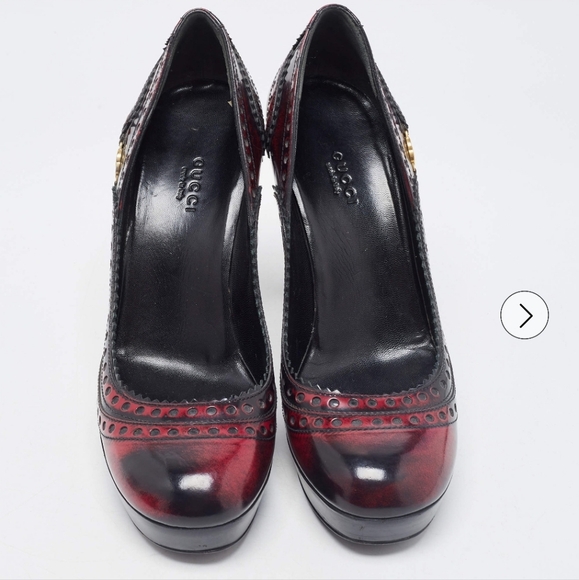 Gucci Two Tone Brogue Leather Platform Pumps 38.5 - Picture 4 of 16